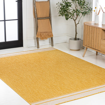 Alda Modern Minimalist Mingled Solid Indoor/Outdoor Area Rug